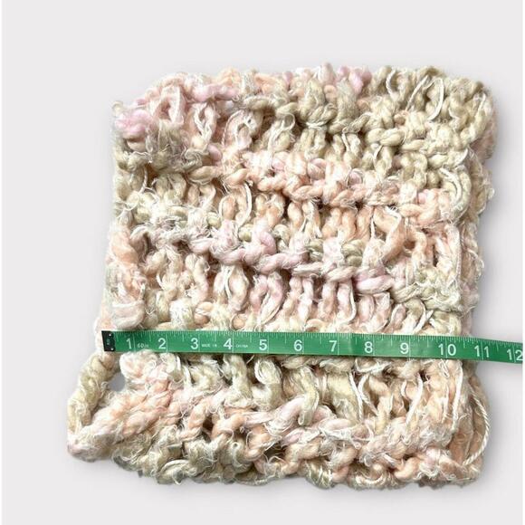 Unbranded Womens Hand Knit Infinity Scarf Loop Pink Brown White Warm Cozy Winter - Picture 6 of 8